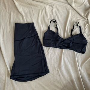 Gymshark Charcoal Sports Bra and Short Set